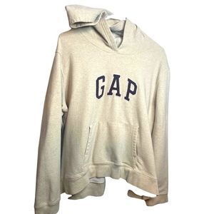 GAP STRETCH Hoodie Beige With Brown Letters and Soft Pink letter border  Size XL